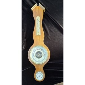 Vintage Atco German Barometer Stormy Rain Change Fair Dry 19” Wood Hanging